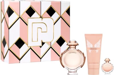 Paco Rabanne Olympea Eau De Parfum Spray 80ml + Body Lotion 100ml + Mini 10 ml Set.