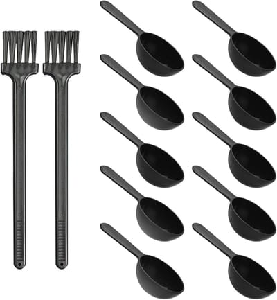 Set van 10 maatlepels en 2 schoonmaakborstels - Herbruikbare keukentools voor koffiebonen, eiwitpoeder en meel