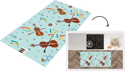 Keukenloper - Loper keuken - Muziek - Cello - Noten - 120x60 cm - Keukenloper vinyl