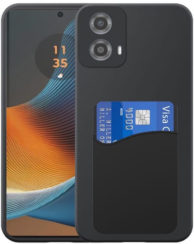 Geschikt voor Motorola Edge 50 Fusion Telefoonhoesje met Siliconen Pasjeshouder - Flexible Back Cover Case Siliconen TPU with Silicone Cardslot - Zwart - Smartphonica geschikt voor Motorola Edge 50 Fusion