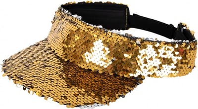 KIMU® Zonneklep Goud Pailletten - Pet Gouden Sequin - Glitter Open Visor Zonnehoed Klep Pride Toppers Glitters Hoed Petje Festival