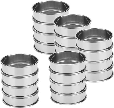 20 Stuks Crumpet Ringen, Antiaanbakbare Muffin Ringen van 8 cm, Roestvrijstalen Mousse Ringen voor Bakken en Taartdecoratie