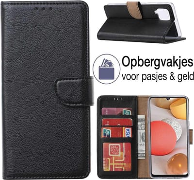 Hoesje geschikt voor Samsung Galaxy A12 Book Case - Bookstyle Cover - Portemonnee Hoesje - Galaxy A12 (5G) Hoesje - ZWART - EPICMOBILE