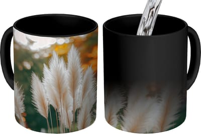 Magische Mok - Foto op Warmte Mokken - Koffiemok - Pampasgras - Pluimen - Sierlijk - Magic Mok - Beker - 350 ML - Theemok