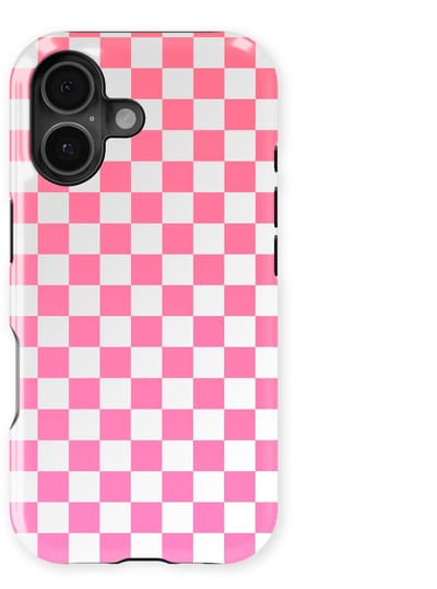 Design Hoesje geschikt voor iPhone 17 | Geschikt Voor Mag | Tiny Squares Checkered Print | Backcover geschikt voor iPhone 17 Pink Pop Grid