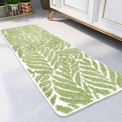 Badkamertapijt loper - Saliegroen, antislip en waterabsorberend - 45 x 120 cm