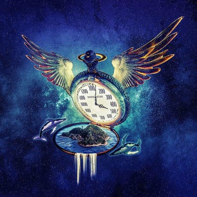 Peinture Diamant 5D Paysage Horloge&dauphin Point de Croix Incrustation Strass Broderie Artisanat 30x30CM blue