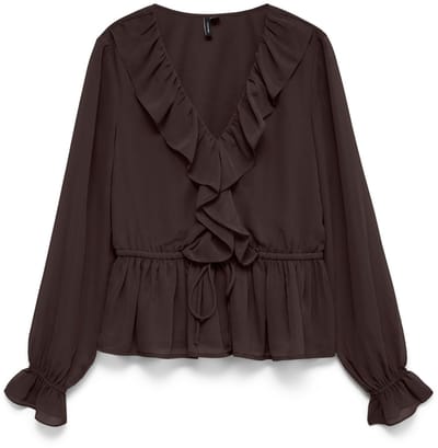 VERO MODA - VMDORA LS FRILL TOP WVN EXP - Dames - Blouses