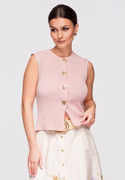 OMBRE Gilet - Slim Fit - Mouwloos - Knopen Roos S