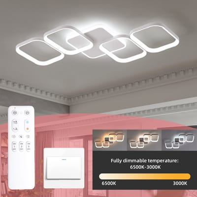 ANTENLICHT LED Plafondlamp - 4 Plafonniere Wit - Modern LED verlichting - 50W Woonkamer Lamp - Dimbaar met Afstandsbediening - Modern Slaapkamer Lamp - 3000K-6500K - 5600LM