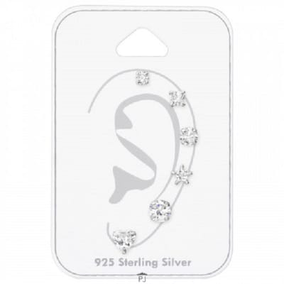 Zilveren studs oorbellen zes op kaart - 925 sterling zilver