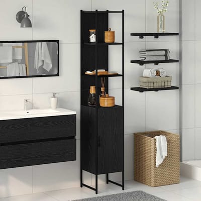 vidaXL - Badkamerkast - Zwart - eiken - 33 - x - 33 - x - 185,5 - cm - Bewerkt - hout
