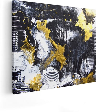 Artaza Canvas Schilderij Abstracte Kunst - 50x40 cm - Muurdecoratie Woonkamer - Wanddecoratie Goud - Kamer Accessoires