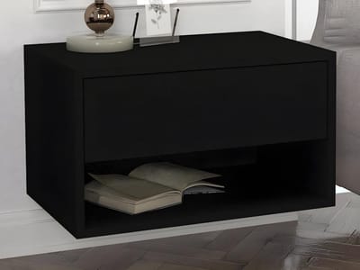 Vente-unique Set van 2 hangend nachtkastjes - 1 lade en 1 nis - Zwart - RITAMI
