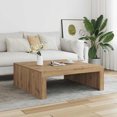 vidaXL - Salontafel - 100x100x35 - cm - bewerkt - hout - artisanaal - eikenkleurig