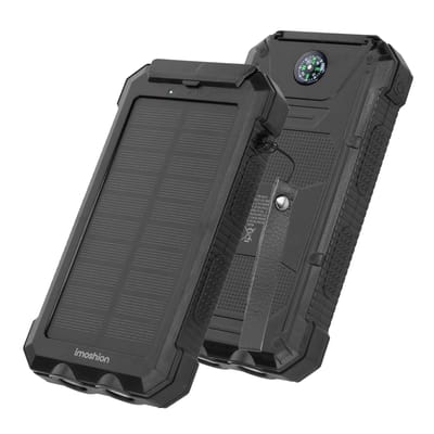 imoshion® Solar Powerbank 20.000 mAh - Powerbanks Zonne-energie - Power Delivery & LED indicator - Zaklamp & Kompas - Noodpakket
