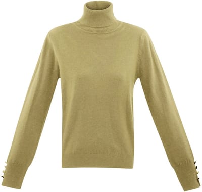 Raffiné Viscose Rollkraag Top met Decoratieve Knoopdetails - Kameel - Maat L/XL