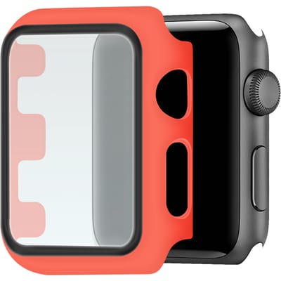 Telefoonglaasje Hoesje met Screenprotector Geschikt voor Apple Watch 1\ Apple Watch 2\ Apple Watch 3 - 42mm - Rood