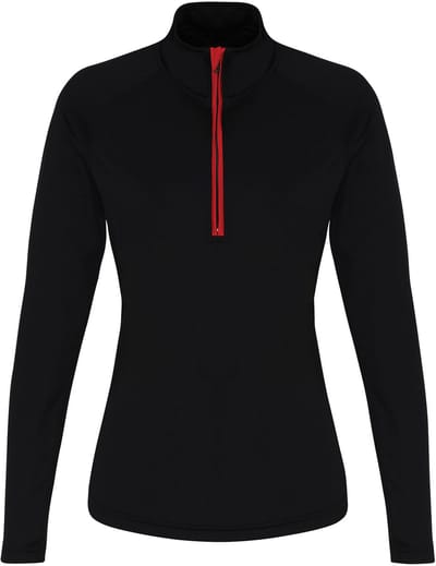 TriDri Women´s Long Sleeve Performance ¼ Zip TR120 - black/red - XS