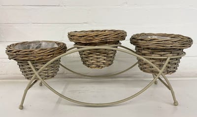 Cachepot / Bloempot 3delig met staander 50x25x16cm