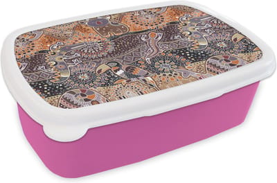 Broodtrommel Roze - Lunchbox - Brooddoos - Patronen - Koala - Dieren - Australië - 18x12x6 cm - Kinderen - Meisje