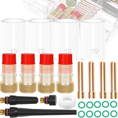TIG Las Toorts Kit - Lasonderdelen Set - Precisie Lassen - Uitstekende Zichtbaarheid - 1.6mm 2.4mm - Groen Transparant