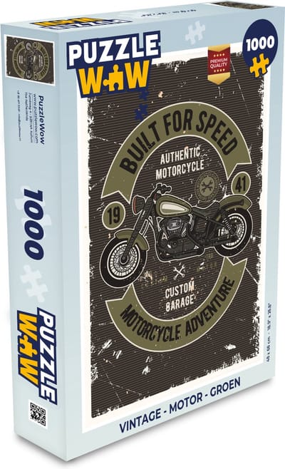 Puzzel Vintage - Motor - Groen - Legpuzzel - Puzzel 1000 stukjes volwassenen