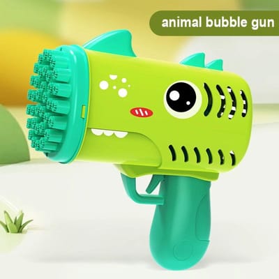 Nieuw dinosaurus bellenblaas pistool speelgoed voor kinderen, buitenspel voor bruiloft, met 35 gaten, grote hoeveelheid bellen, geen batterij, geen bellenblaas vloeistof yellow