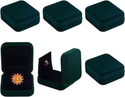 Fluwelen dozen voor broches en badgehouders in donkergroen, 6 stuks, 5,9 x 5,35 cm, sieradenopslag en accessoires