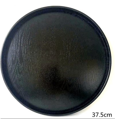 MIRO® Houten Dienblad Rond - Decoratieve Dienbladen - Serveerblad - Sierblad - 37.5 CM - Zwart