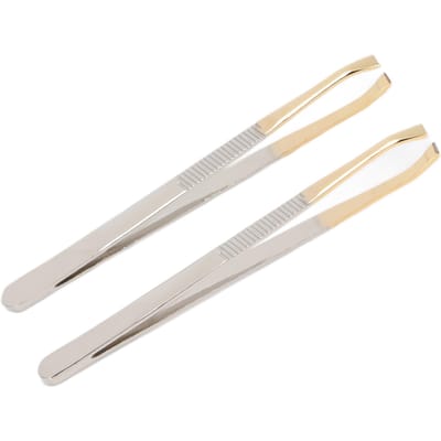 Lot de 2 pinces à épiler de précision pour sourcils et poils incarnés, idéales pour le quotidien beige