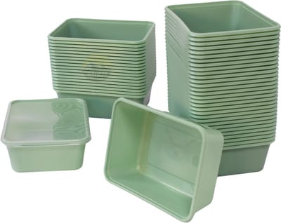 KURTT 50 stuks, 1000ml Meal prep bakjes, vershoudbakjes, herbruikbaar hard plastic bakje met deksel, hoogwaardige kwaliteit forest green - magnetronbestendig, vaatwasmachinebestendig BPA-vrij