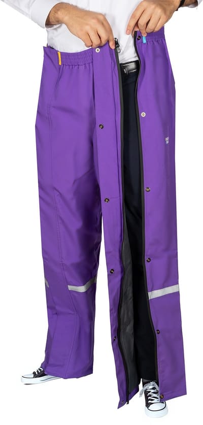 Paars regenbroek met volledige rits van Hello Rain 4XL