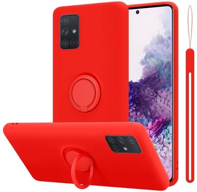 Cadorabo Hoesje geschikt voor Samsung Galaxy A71 4G in LIQUID ROOD - Beschermhoes van flexibel TPU silicone Case Cover met ring