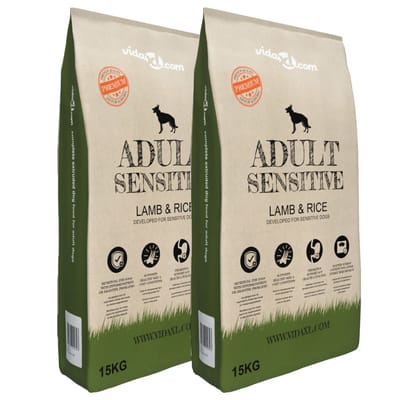 vidaXL - Premium - hondenvoer - droog - Adult - Sensitive - Lamb - & - Rice - 30kg - 2 - st
