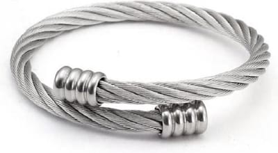 Sorprese armband - Excellence - armband dames - zilverkleurig - gedraaid staal - RVS - 20 cm - cadeau - Model N