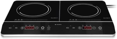 Dubbele inductiekookplaat 3500 W - 2 kookzones met timer en automatische pannherkenning - Inductiekookplaat met touchdisplay - Zwart