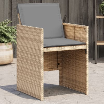 vidaXL - Tuinstoelen - 4 - st - met - kussens - poly - rattan - gemengd - beige