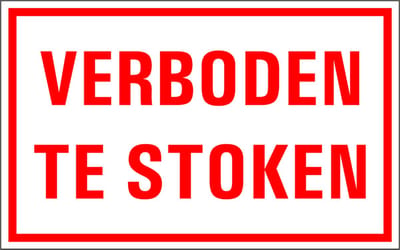 Verboden te stoken sticker 320 x 200 mm