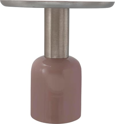 Goodivery ® Tijdloze Ronde Bijzettafel van Metaal met Hoogglans Lak en Metallic Plank