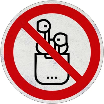 Geen oortjes gebruiken verbodsbord | Sign Again materiaal | 10 cm