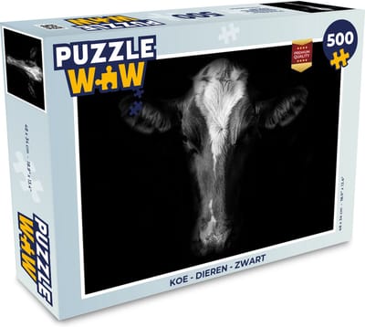 Puzzel Koe - Dieren - Zwart - Legpuzzel - Puzzel 500 stukjes