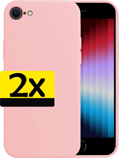 Hoesje - 2 Stuks - Geschikt voor Apple iPhone SE (2022) - Sterk & Shockproof - Case Siliconen - Back Cover - Telefoon Hoes - Telefoonhoesjes - Lichtroze