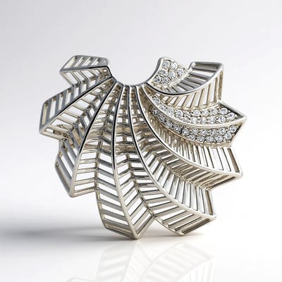 Cavill - Zilveren ring met 37 Cambodjaanse zirkonen - 925 Sterling Zilver - Platina Geplateerd - Bladmotief - Elegante ringen voor dames