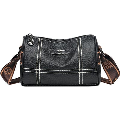 Effen kleur lederen schoudertas Crossbody tassen voor dames Echt lederen dameshandtassen Vrouwelijke Tote Sac zwart