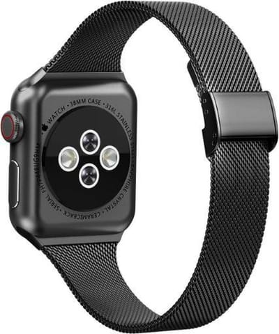 Horlogebandje - Smartwatchbandje - Watchband - Geschikt voor Apple Watch - Milanees - Zwart - 38/40mm - Series 1 2 3 4 5 6 7 8 9 SE - Jonyx