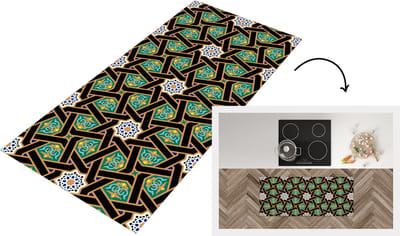 Keukenloper - Loper keuken - Oriëntaal - Patroon - Arabisch - Sterren - 120x50 cm - Keukenloper vinyl