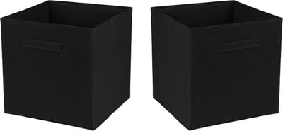 Urban Living Opbergmand Square Box - 2x - karton/kunststof - 29 liter - zwart - 31 x 31 cm - Vakkenkast