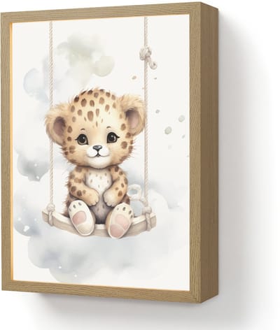 Wandlamp 30x40 cm - Oplaadbaar - Luipaard - Dier - Kinderen - Wandlampen binnen woonkamer - Slaapkamer lamp - Decoratieve nachtlamp - Vloerlamp draadloos