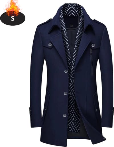 Livano Mantel Heren - Tussenmantel - Jas - Mantelpakje - Trenchcoat - Overjas - Overcoat - Winter - Marineblauw - S